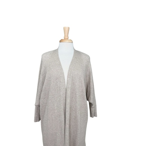 Pure Jill Cotton Cream Long Open-Front Cardigan Sweater Size Large - Picture 3 of 7
